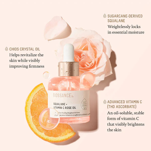 Biossance Squalane + Vitamin C Rose Firming Oil