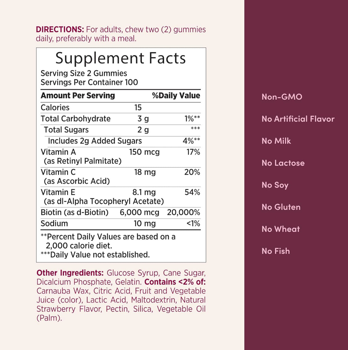 Nature's Bounty Advanced Hair, Skin & Nails Biotin Strawberry Gummies