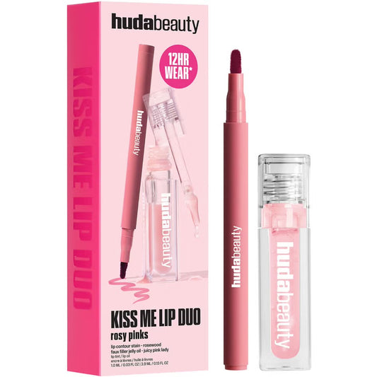 Huda Beauty Kiss Me Rosy Pink Lip Duo