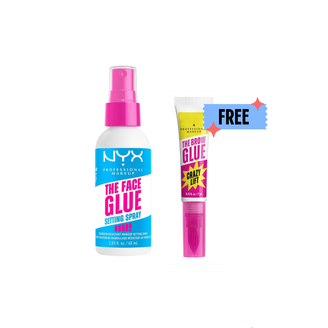 NYX The Face Glue Setting Spray+1 FREE NYX The Brow Glue Crazy Lift Brow Lamination Gel