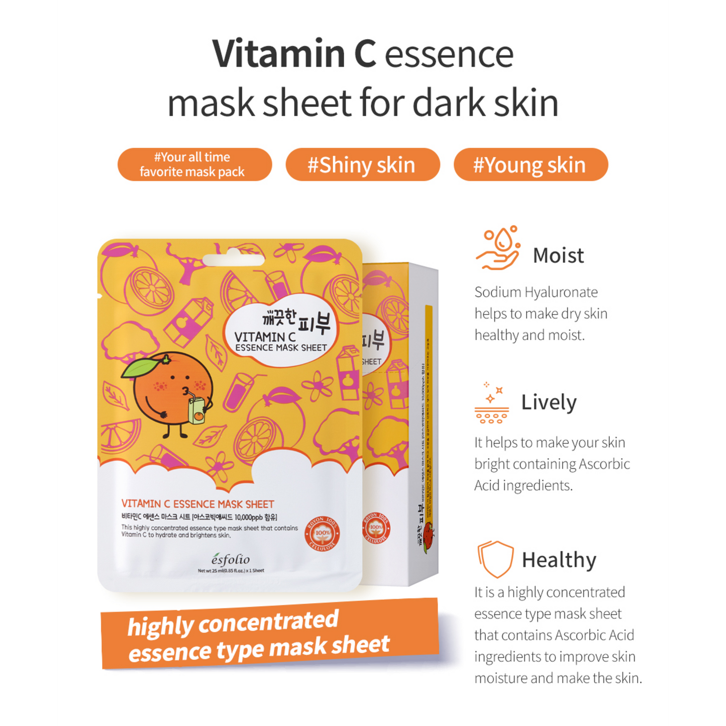 Esfolio Pure Skin Vitamin C Essence Mask Sheet