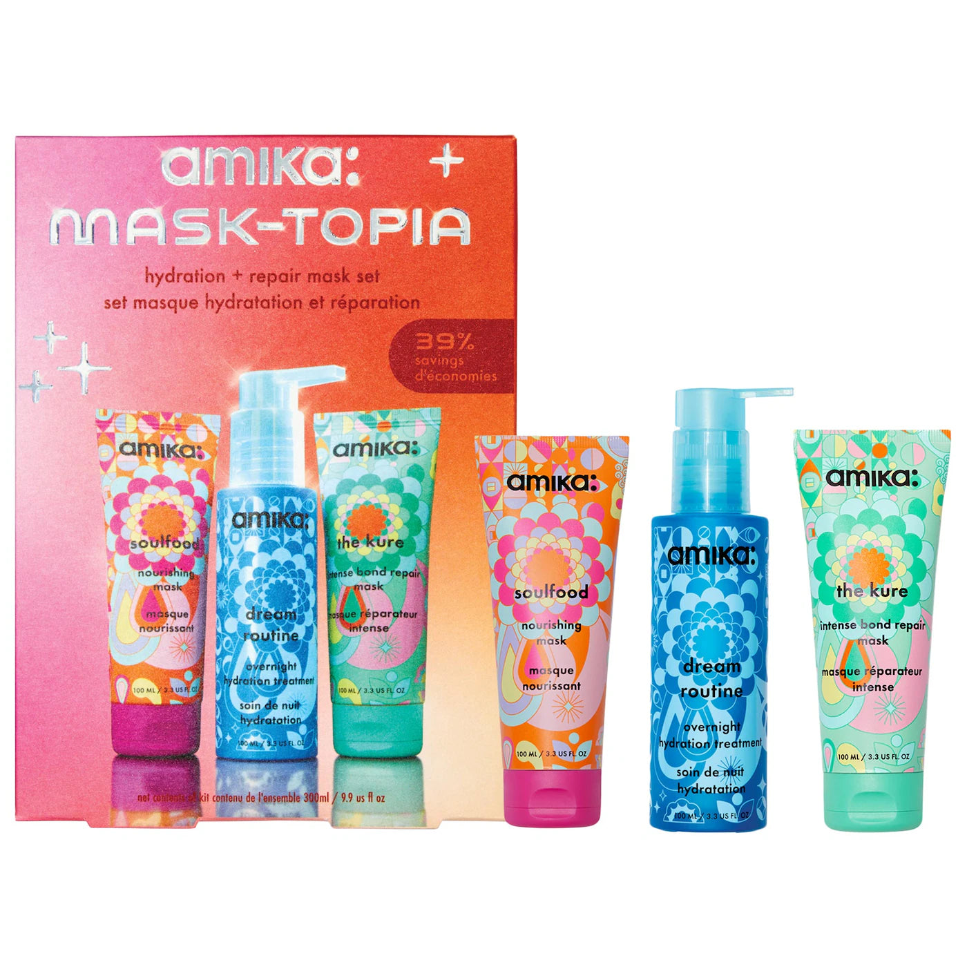 amika Mask-Topia Hydration + Repair Hair Mask Set