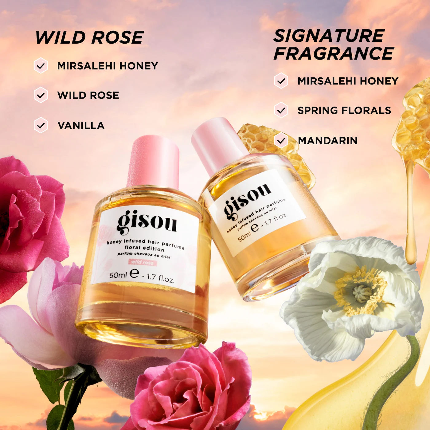 Gisou Mini Honey Infused Hair Perfume - Wild Rose