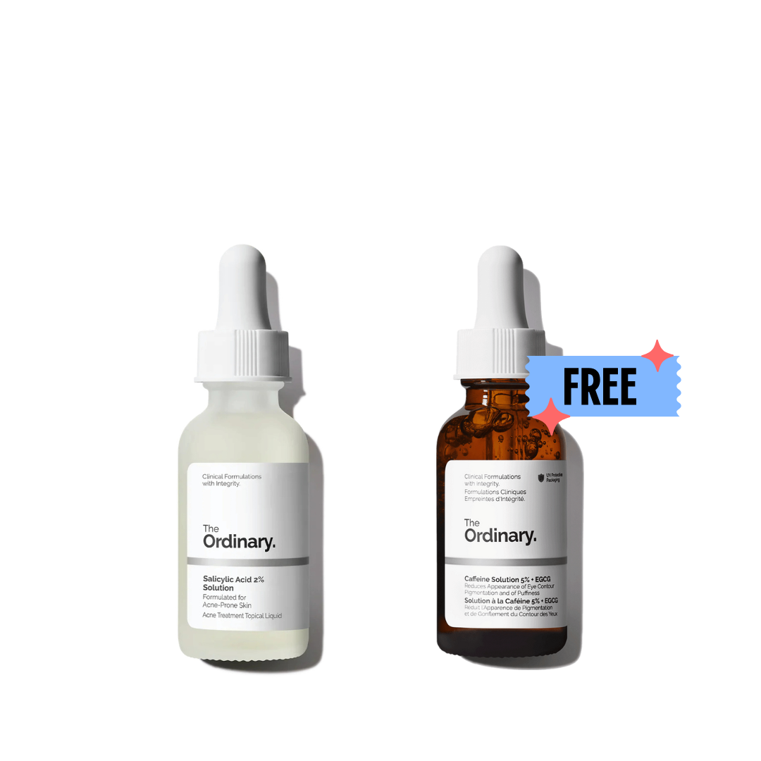 The Ordinary 
Salicylic Acid 2% Solution, Exfoliating Serum for Acne  + FREE  Caffeine Solution 5% + EGCG