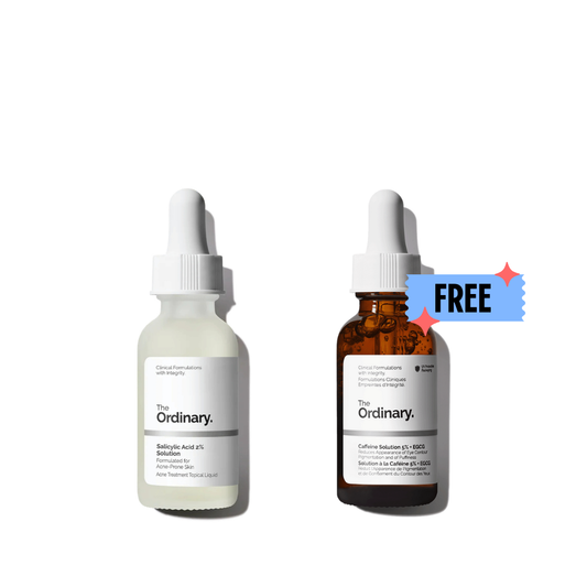 The Ordinary 
Salicylic Acid 2% Solution, Exfoliating Serum for Acne  + FREE  Caffeine Solution 5% + EGCG